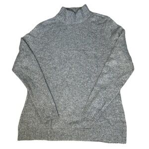 TALBOTS WOMENS GREY WOOL BLEND LONG SLEEVE COLLARED SWEATER, SIZE M